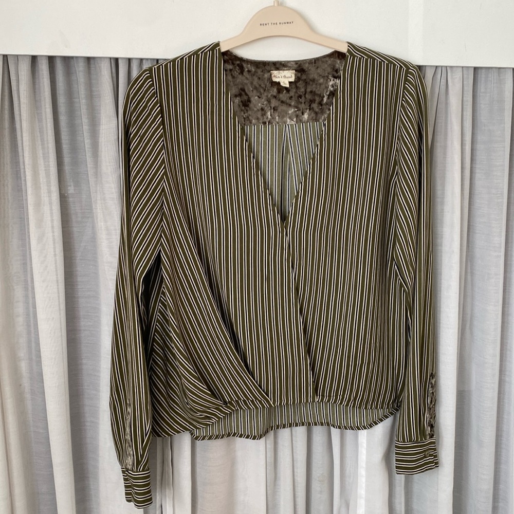 Striped V-Neck Long Sleeve Blouse
